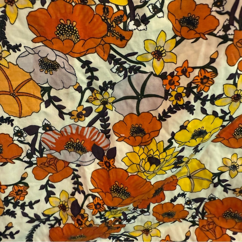 Tory Burch Patchwork Printed Shirt In Ivory Blossom Ditsy Women’s Size 8 - Picture 8 of 8